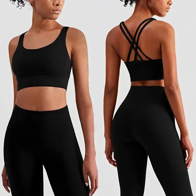 Women's Naked Feeling 2 Piece Gym Set - Seamless Sports Bra & High Waist Leggings, Shockproof Breathable Fitness Clothing, S-XL