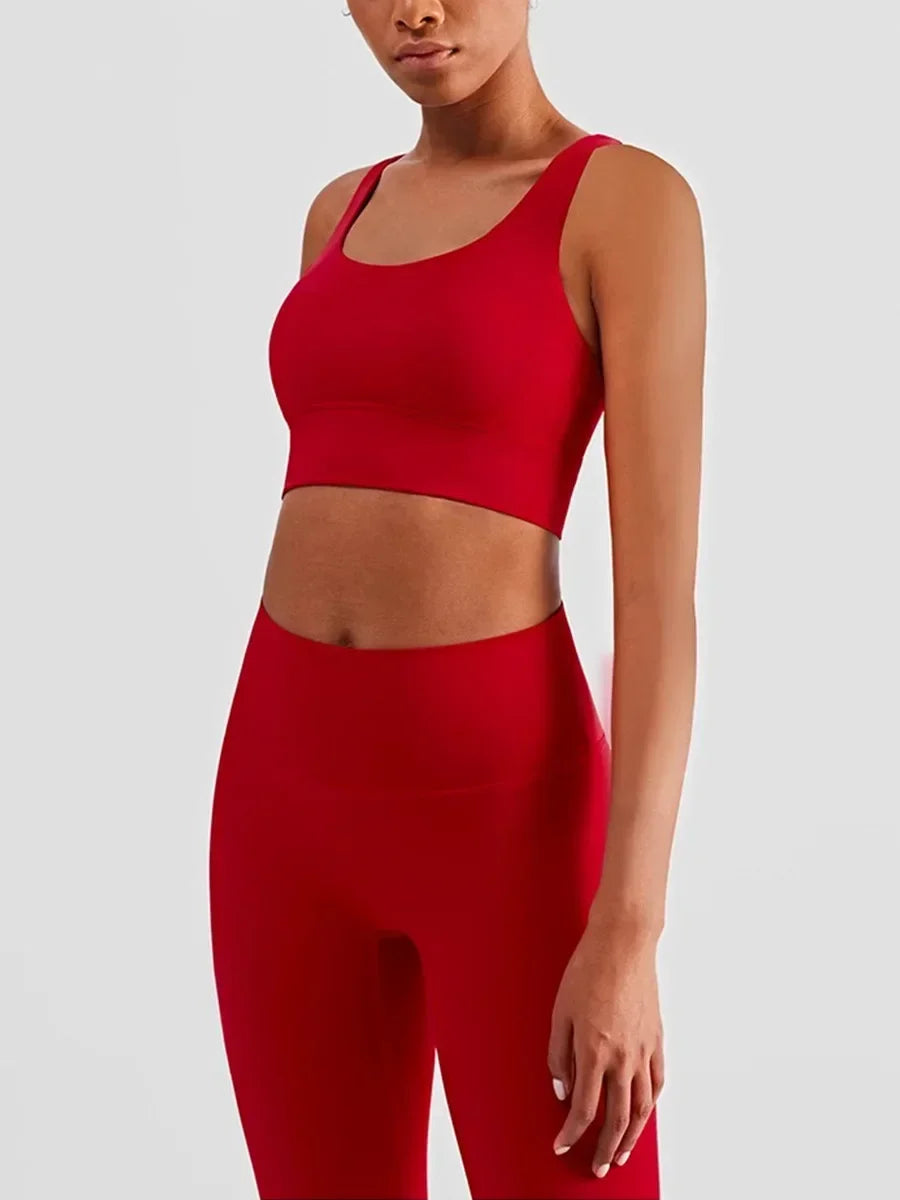 Women's Naked Feeling 2 Piece Gym Set - Seamless Sports Bra & High Waist Leggings, Shockproof Breathable Fitness Clothing, S-XL