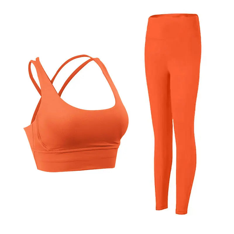 Women's Naked Feeling 2 Piece Gym Set - Seamless Sports Bra & High Waist Leggings, Shockproof Breathable Fitness Clothing, S-XL