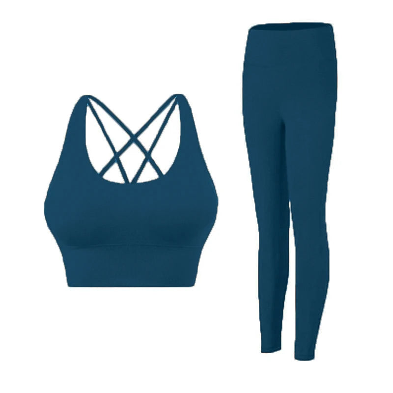 Women's Naked Feeling 2 Piece Gym Set - Seamless Sports Bra & High Waist Leggings, Shockproof Breathable Fitness Clothing, S-XL