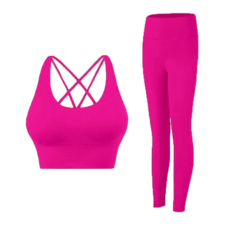 Women's Naked Feeling 2 Piece Gym Set - Seamless Sports Bra & High Waist Leggings, Shockproof Breathable Fitness Clothing, S-XL