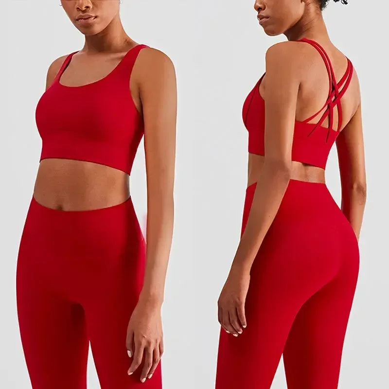 Women's Naked Feeling 2 Piece Gym Set - Seamless Sports Bra & High Waist Leggings, Shockproof Breathable Fitness Clothing, S-XL