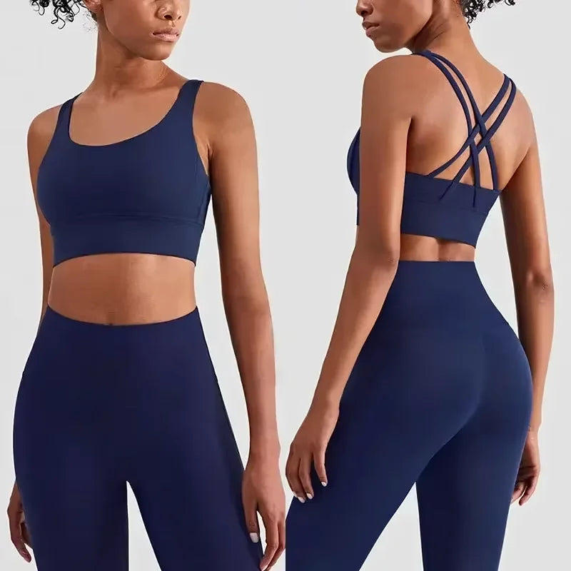 Women's Naked Feeling 2 Piece Gym Set - Seamless Sports Bra & High Waist Leggings, Shockproof Breathable Fitness Clothing, S-XL