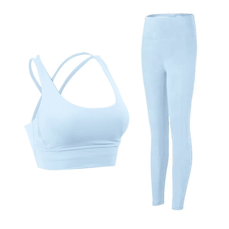 Women's Naked Feeling 2 Piece Gym Set - Seamless Sports Bra & High Waist Leggings, Shockproof Breathable Fitness Clothing, S-XL
