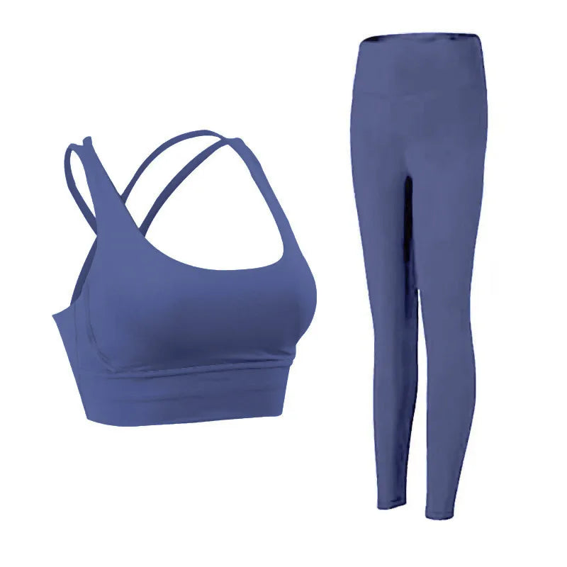 Women's Naked Feeling 2 Piece Gym Set - Seamless Sports Bra & High Waist Leggings, Shockproof Breathable Fitness Clothing, S-XL