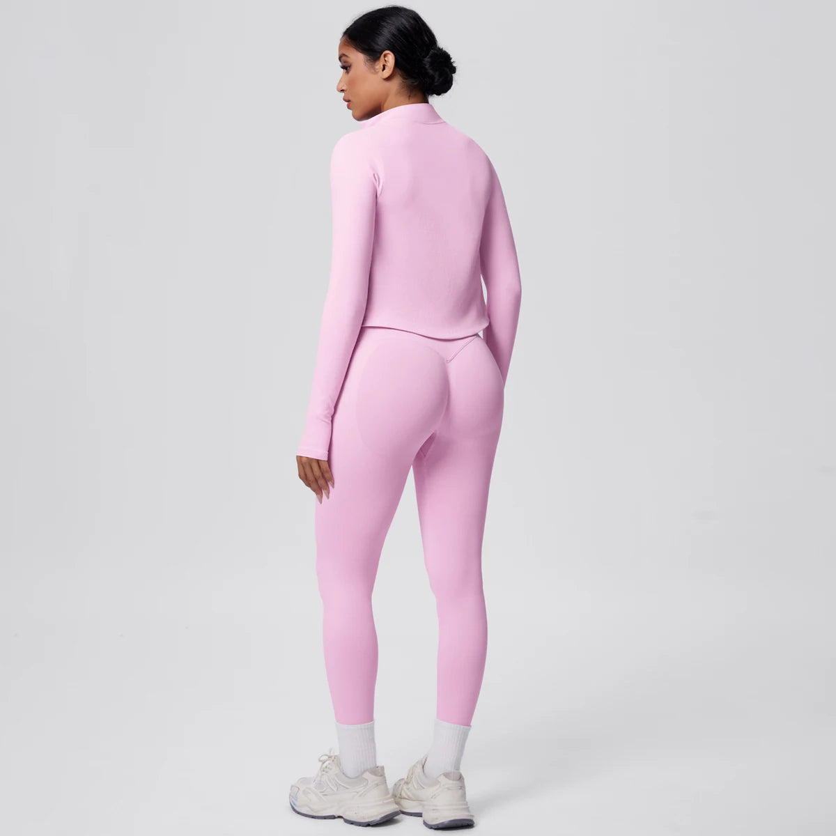 3PCS/set Women Sports Gym Yoga Set High Waisted Push Up Fitness Pants Sexy Backless Hanging Neck Bra Yoga Zipper Long Sleeves