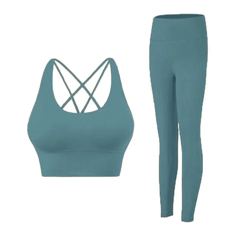 Women's Naked Feeling 2 Piece Gym Set - Seamless Sports Bra & High Waist Leggings, Shockproof Breathable Fitness Clothing, S-XL